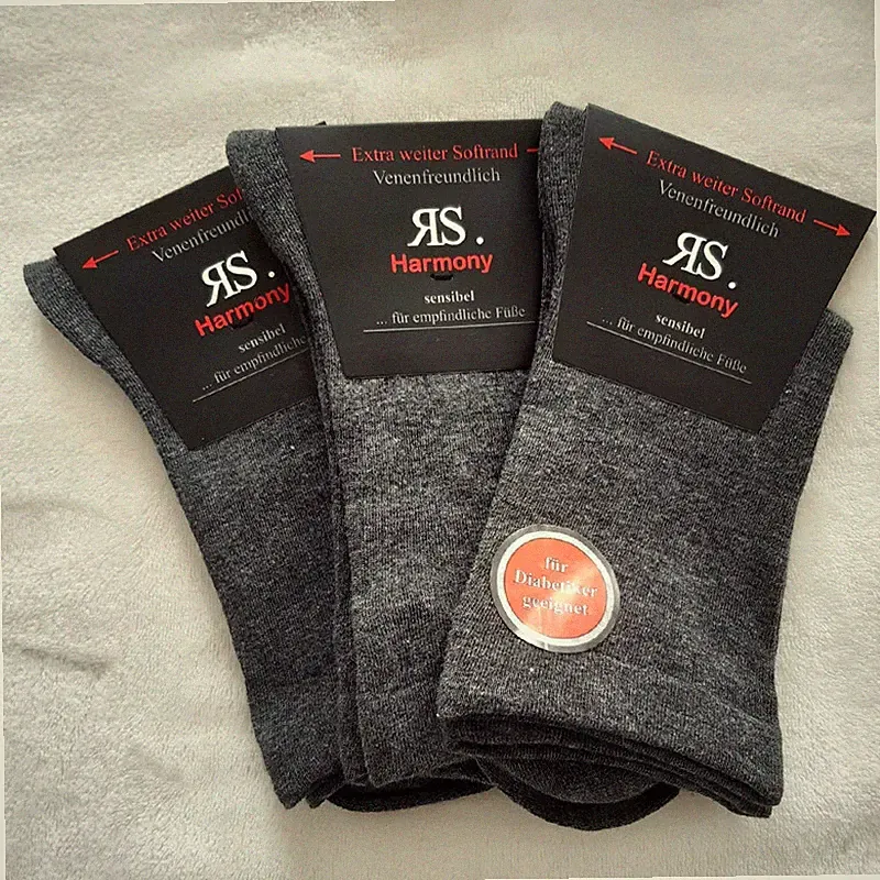 3 Pairs of Socks Extra Wide Sensitive Cuff Diabetic Grey XXL Oversize 47 - 54