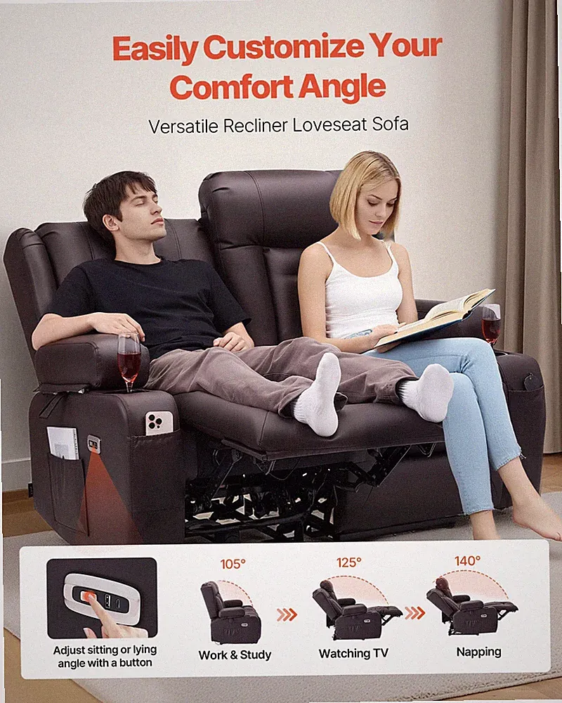 small 50 inch wide loveseat recliners power and usb
