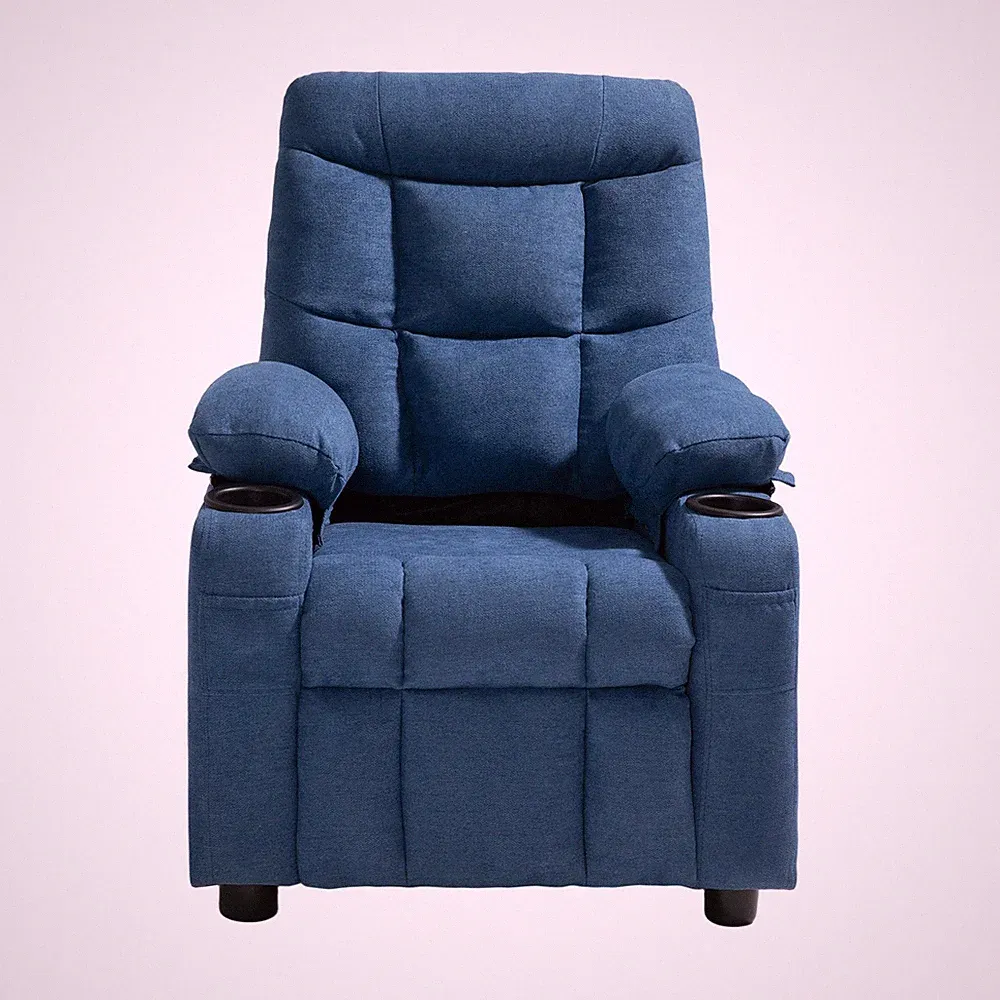 Uimoso Children's Reclining Chair with Cup Holders & Side Pockets (Blue)